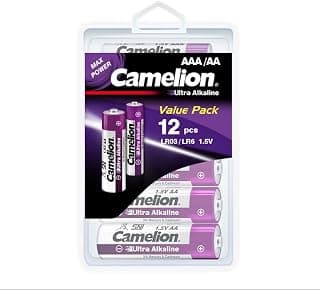عبوة بطاريات قلوية الترا AA و AAA، عبوة توفيرية 12 قطعة (6 AA + 6 AAA)، LR6/LR03 1.5V تدوم طويلاً، مانعة للتسريب، صلاحية 10 سنوات، خالية من الزئبق والكادميوم