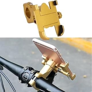 Universal Phone Holder - Metal - Handlebar Mount - Motorcycle - Mountain Bike Phone Holder for All Phones (Jadon - Gold) - KaberTrade