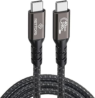 كابل USB 4.0 C إلى C للشحن السريع ونقل البيانات بسرعة 40 جيجابايت في الثانية متوافق مع ثاندربولت 4، سلك شحن USB C 240W عالي السرعة، نقل البيانات، 8K، 5K، 4K، فائق الدقة HD، 4.92 1.5 متر من ريتوبس