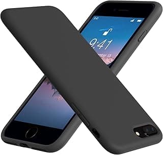 جراب Dl3 Mobilak متوافق مع iPhone 7 Plus/iPhone 8 Plus، جراب سيليكون سائل، غطاء حماية كامل الجسم، مقاوم للصدمات، جراب هاتف رفيع، بطانة من الألياف الدقيقة الناعمة المضادة للخدش (أسود)
