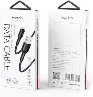 كابل CA97 من USB-C إلى Micro-USB – بطول 1.2 متر، مضفر بقماش، يدعم الشحن السريع حتى 2.4 أمبير