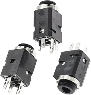 2 Pieces Female Port Socket Jack Connector Repair Audio PJ341 DC30V 0.5A 3.5MM 3.5MM Vertical PJ-341 5Pin With Nut Replacement Adapter