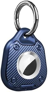 جراب مقاوم للماء لـ AirTags مع كابل سلكي، حامل ميدالية مفاتيح بقفل آمن IP67، غطاء حماية صلب 360 درجة للمفاتيح، السيارة، الحقائب (أزرق مع حلقة)