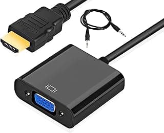 محول FENTICO HDTV HDMI إلى VGA (ذكر إلى أنثى) مع صوت للكمبيوتر، شاشة، بروجيكتور، HDTV، اكس بوكس والمزيد