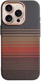 Fekra Ultra-Thin Magnetic Case for iPhone 16 Pro, 600D Carbon Fiber Kevlar Texture, Slim Shockproof Protective Cover Sunset