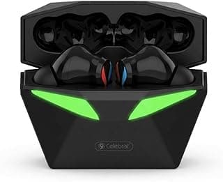 سماعة جيمنج لاسلكية بلوتوث W13، تأخير منخفض، وضع الألعاب والموسيقى، صوت HiFi ستيريو، إضاءة LED، ميكروفون مدمج، أسود
