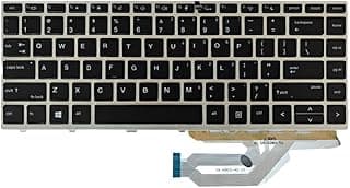 كيبورد جديد متوافق مع اتش بي Probook 430 G5 440 G5 445 G5 L01071-001 بإضاءة خلفية، إطار أمريكي، أسود