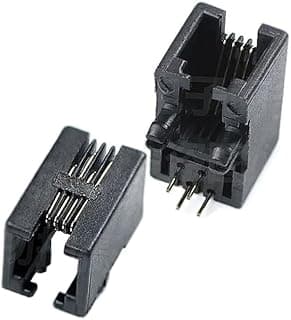 مقبس تليفون RJ11 RJ11 بدبوس منحني 95001 4P4C - مقبس انثى اسود للوحة الكترونية