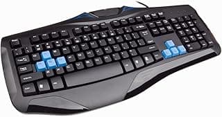 لوحة مفاتيح للألعاب مع مفاتيح WASD باللون الأزرق بسلك USB وتصميم مريح بحجم كامل، أسود (Q60)