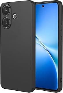 جراب سيليكون سائل لفيفو V60 Lite مبطن من الداخل مع حماية للكاميرا (أسود)
