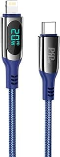 s51 - extreme, digital display, pd fast charging and data transmittion cable (20w - 1.2m), type-c to lightning plug, compatible with apple iphone ipad airpods - blue