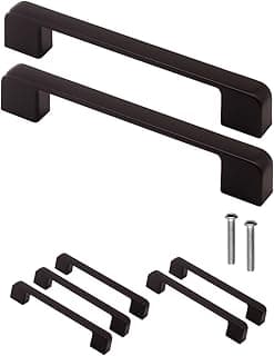 Fuxxer 4x Furniture Handles Kitchen Office Handles Modern Angular Black Matt 135 mm