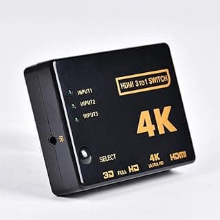 HDMI Switch 3X1 - 3 Port 4K Intelligent Auto Switcher Box With HDCP 1080p Support - Audio/Video Adapter Compatible With Ultra HD Resolution for PC Xbox