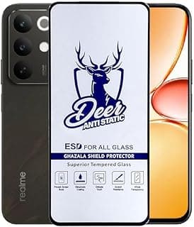 واقي شاشة زجاج مقسى Deer Screen Super 9H، لهاتف اوبو ريلمي C85 / 15X واقي شاشة أمامي إطار أسود - مضاد للكهرباء الساكنة