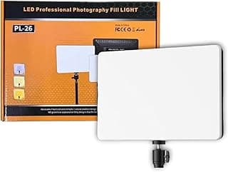 لوحة اضاءة LED للفيديو مقاس 10 انش PL 26 ضوء ناعم قابل للتعتيم يعمل بمنفذ USB للتصوير الفوتوغرافي والاستوديو والمكياج وبث الصور، حامل لوحة اضاءة غير متضمن