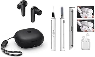 سماعات اذن Soundcore R50i لاسلكية بالكامل، تعريفات 10 مم مع بيس قوي، بلوتوث 5.3، 30 ساعة تشغيل، مقاومة للماء IPX5، مكالمات واضحة بالذكاء الاصطناعي مع ميكروفونين، + مجموعة تنظيف Wilbeva لسماعات ايربودز