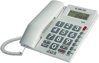 EL-AOLTEC 300BEB Heavy Duty Corded Landline Telephone, Greyish White, with Speakerphone, Caller ID LCD Display, Built-In Calculator, 24 Ringer Melodies