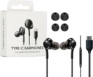 2026 Stereo Wired Earphone Type-C Braided In-Ear Headphone Built-in Microphone Volume Control Type C Connector - Black