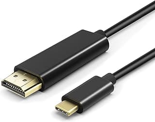 محول كابل USB Type C إلى HDMI بدقة 4K بطول 6 قدم، محول فيديو وصوت عالي السرعة (أسود)