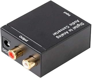 محول صوت رقمي إلى تناظري، محول ستيريو بصري SPDIF الى RCA L/R مع كابل بصري، للسينما المنزلية ومستقبلات الصوت والفيديو ومضخمات الصوت، لون أسود