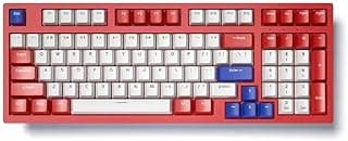 Gaming Keyboard – 98% Compact Usb/Usb Type-C Wired Mechanical Keyboard – Rgb Backlit Led – 98 Eng Keys Pbt Keycaps – Blue Switches – For Mac/Win - Red, White