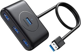 يوجرين موزع USB 3.2 4 في 1 لنقل البيانات بسرعة 5 جيجابايت في الثانية للكمبيوتر واللاب توب والقرص الصلب الخارجي وذاكرة الفلاش والكيبورد (1 متر) - اسود