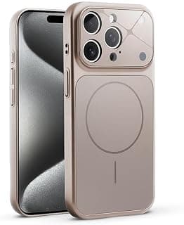 Case for iPhone 15 Pro, Converter Design Cover, Compatible With MagSafe, Case with Glass Camera Panel, Built-in Camera Guard, Slim Shockproof Cover (Titanium Gold)