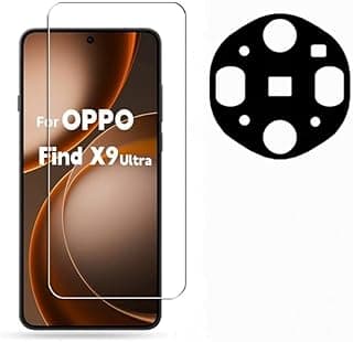 Ultra clear luxury full coverage tempered glass screen protector with oleophobic coating, fingerprint support + black tempered glass back camera module protector for Oppo Find X9 Ultra