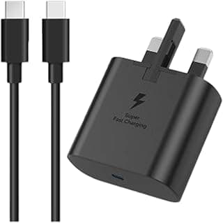 25W Type C to Type C Super Fast Charging Cable [3ft] T8009087 Triple Cube Charger Compatible with Samsung Galaxy S, Note, A55 Series and More Type-C Phones - Black 1M