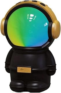 مكبر صوت بلوتوث لاسلكي بتصميم رائد فضاء، سماعة محمولة مع إضاءة RGB، مكبر صوت 8W باس ووفر، هدية مثالية للحفلات وأعياد الميلاد (اسود)