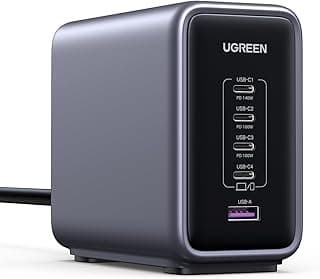 شاحن مكتبي سريع Nexode بقدرة 300W بـ 5 منافذ PD GaN (رمادي)