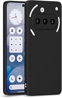جراب خلفي ناعم ونحيف لهاتف Nothing Phone 3a | بطانة مخملية داخلية | سيليكون مطفي لحماية الكاميرا ومرن (أسود)