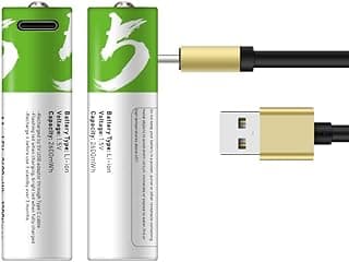 بطاريات قابلة لإعادة الشحن عبر USB، 1.5 فولت، تدوم ألي 1200 دورة شحن (AAA)