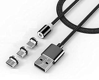 كابل شحن مغناطيسي Lighting، مايكرو USB و Type C - 1 متر (3 في 1) ألوان متنوعة
