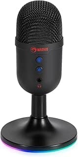 ميكروفون العاب بمنفذ USB من مارفو MIC06 - مخرج سماعة رأس 3.5 ملم - زر كتم الصوت (اسود)، أحادى