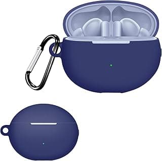 Silicone Case Compatible with Huawei FreeBuds 6i Earbuds, Soft Silicone Protective Case Cover, Shockproof Sleeve with Carabiner For Huawei FreeBuds 6i (Blue)