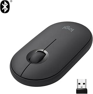 ماوس لاسلكي لوجيتيك M350 بيبل، بلوتوث او 2.4 جيجا هيرتز مع مستقبل USB صغير، ماوس كمبيوتر بزر ناعم، للاب توب/ النوت بوك/ الكمبيوتر الشخصي/ ماك/ اي باد او اس - جرافيت/ اسود