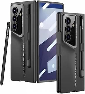 جراب GKK بريميوم لهاتف سامسونج Galaxy Z Fold 7 5G مع قلم، جراب نحيف من البولي كربونات والزجاج المقوى (أسود، سامسونج Galaxy Z Fold7)