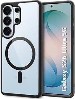 Magnetic Case for Samsung Galaxy S26 Ultra 5G Case [Compatible with MagSafe] [Shockproof Military Grade], Transparent Back Slim Bumper Cover Phone Case For Samsung Galaxy S26 Ultra (Black)