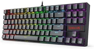 Red.ragon K552 Rainbow Elite – لوحة مفاتيح ميكانيكية تينكيليس 87 مفتاح، مفاتيح Red Switch خطية، إضاءة قوس قزح، إطار معدني متين، مضادة للتشويش، Hot‑Swap (عربي/انجليزي)