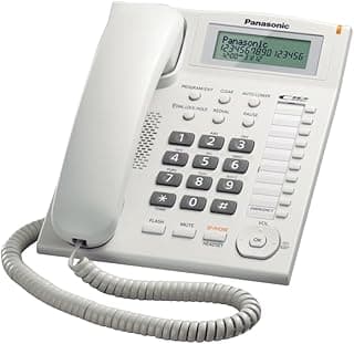 تليفون ارضي بسلك مدمج من باناسونيك KX-TS880، لون ابيض