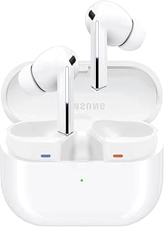 سماعة سامسونج Galaxy Buds3 Pro، سماعات بلوتوث لاسلكية مع تحكم تكيفي في الضوضاء، صوت عالي الدقة، صوت محيطي 360 درجة - أبيض - ضمان محلي سنة