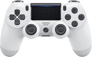 يد تحكم لاسلكية لـ PS-4، متوافقة مع منصة Play4/Slim/Pro، يد تحكم بأهتزاز مزدوج 6-Axis مع عصا تحكم محسنة/صوت/لوحة لمس/بطارية 800mAh، أسود (أبيض)