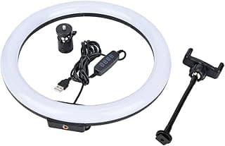 RL-13 حلقة إضاءة LED قابلة للتعتيم، 33 سم، درجة حرارة لون قابلة للضبط، مع حامل هاتف وكابل USB