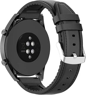 Amazfit Bip 5 22mm Hybrid Leather Silicone Bracelet - Premium Replacement Watch Strap - Black
