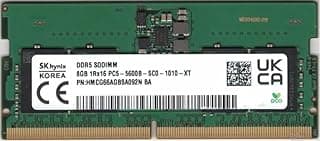 وحدة ذاكرة RAM اس كيه هاينكس 8GB DDR5 5600MHz SODIMM PC5-5600B-SC0 1Rx16 1.1 فولت SO-DIMM 262 دبوس للالعاب والاعمال المنزلية واللابتوب والنوت بوك من تاك تريدينج HMCG66AGBSA092N BA او