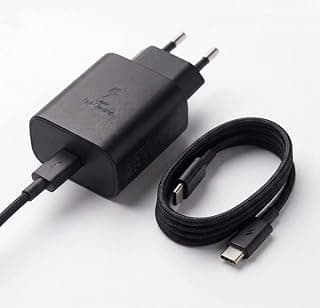 شاحن سريع فائق السرعة 45 واط، USB-C إلى USB-C، مع كابل ، لون أسود