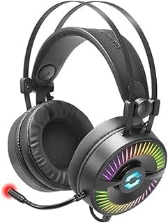 سماعة للرأس للالعاب بصوت محيطي 7.1 واضاءة بالوان RGB من كوير، لون اسود، 860006-BK، سلكي، على الاذن