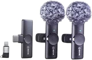 BY-WM13 Dual Wireless Lavalier Microphones for iPhone/Android/Cameras, Mini Collar Microphone with Noise Reduction Technology for TikTok/YouTube/Vlogging