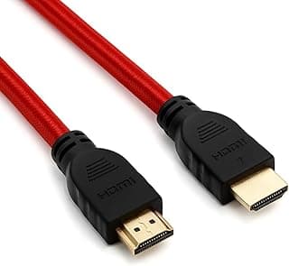 كابل 2.0 HDMI KX 3218 عالي السرعة بدقة 4K كاملة فائقة بتصميم مضفر بموصل ذكر إلى ذكر مع وصلات بطلاء ذهبي من كيندكس، بطول 3 م - أحمر